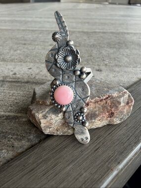 Pink Conch Snake Statement Ring